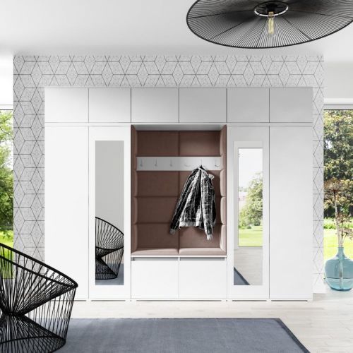 Eka Předsíňová stěna s čalouněnými panely Trinity 17 - Bílá / Hnědá 2307