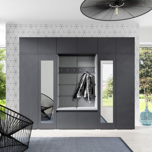 Eka Předsíňová stěna s čalouněnými panely Trinity 17 - Grafit / Šedá 2314