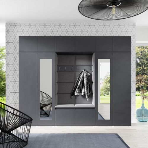 Eka Předsíňová stěna s čalouněnými panely Trinity 17 - Grafit / Tmavá šedá 2315