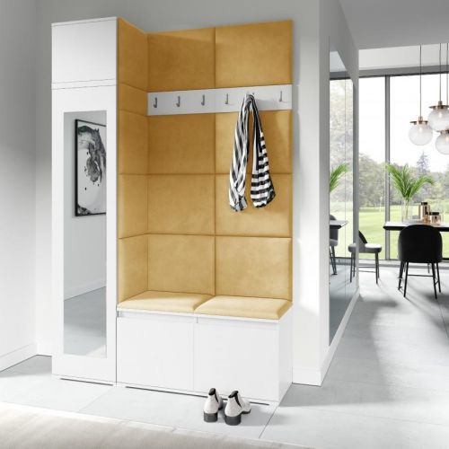 Eka Předsíňová stěna s čalouněnými panely Trinity 22 - Bílá / Žlutá 2318