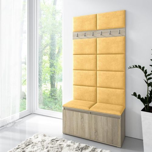 Eka Předsíňová stěna s čalouněnými panely Trinity 1 - Sonoma / Žlutá 2318