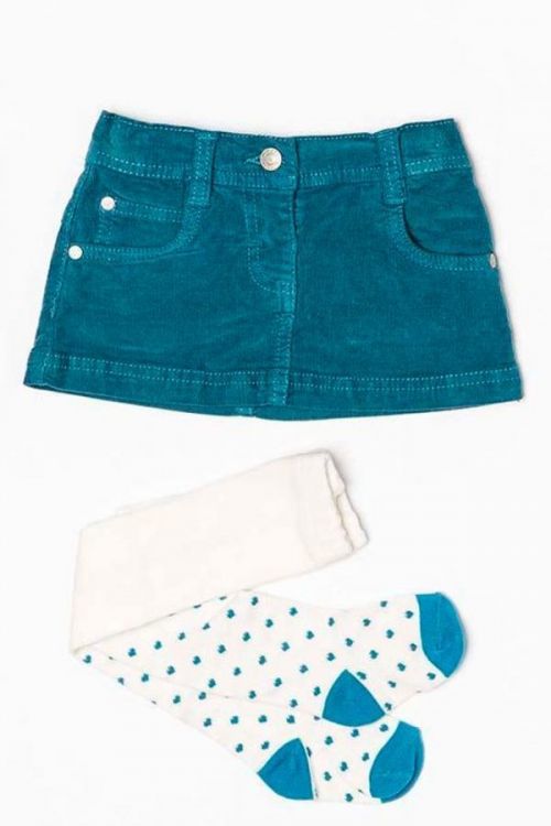 Sukně kordová s punčochami, Minoti, MAGIC 3, modrá - 104/110