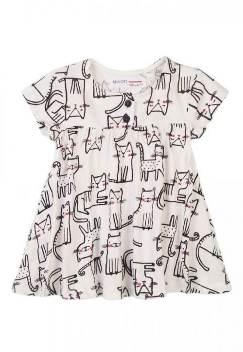Šaty dívčí, Minoti, Purrfect 4, bílá - 62/68