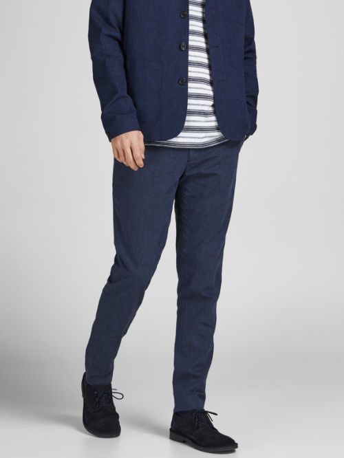 Jack & Jones Linen Kalhoty Modrá