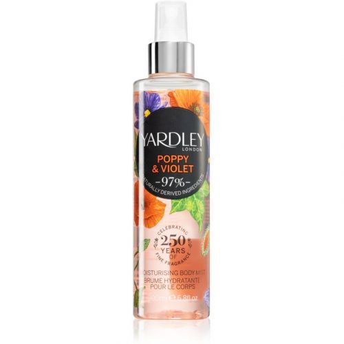 Yardley Poppy & Violet hydratační tělový sprej pro ženy 200 ml