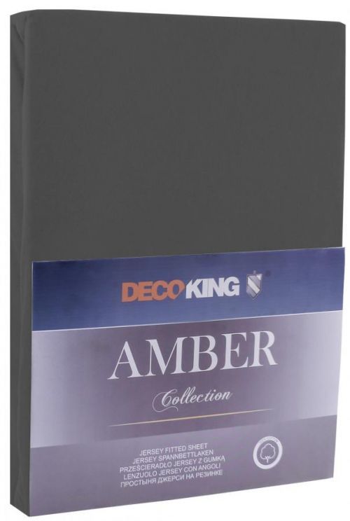 DecoKing 90x200 cm Bavlněné jersey prostěradlo Amber grafitově šedá Deco king 80-90x200