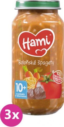 3x HAMI Boloňské špagety (250 g) - maso-zeleninový příkrm