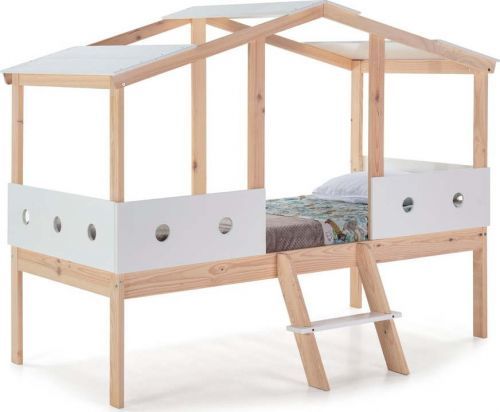 Bílá vyvýšená dětská postel Marckeric Compte, 90 x 190 cm