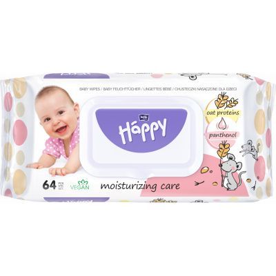 Bella Baby Happy Oat Proteins & Panthenol dětské vlhčené ubrousky, 64 ks