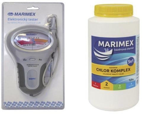 Set: Marimex Tester elektronický na pH a Cl + Marimex Chlor Komplex 5v1 1,6 kg (tableta)