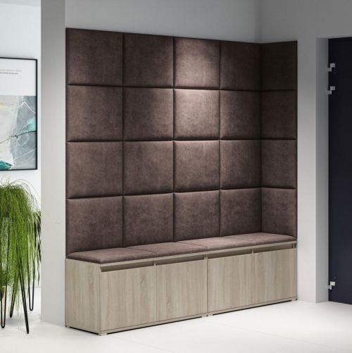 Eka Předsíňová stěna s čalouněnými panely Trinity 3 - Sonoma / Tmavá hnědá 2308