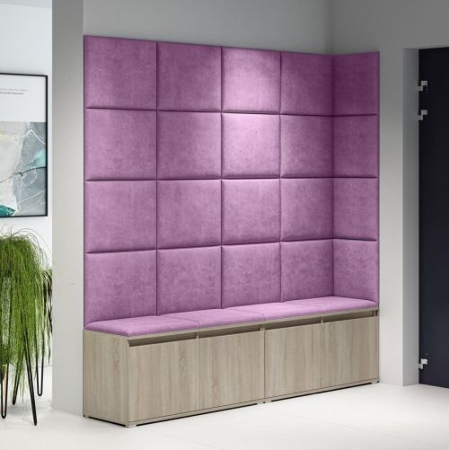 Eka Předsíňová stěna s čalouněnými panely Trinity 3 - Sonoma / Fialová 2311