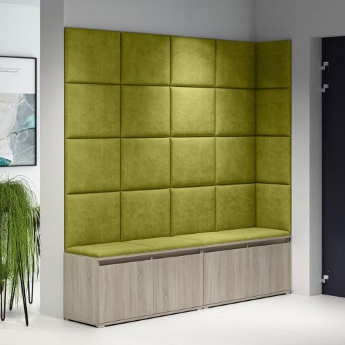Eka Předsíňová stěna s čalouněnými panely Trinity 3 - Sonoma / Olivová 2312