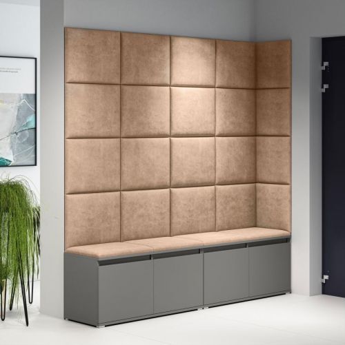 Eka Předsíňová stěna s čalouněnými panely Trinity 3 - Grafit / Béžová 2304