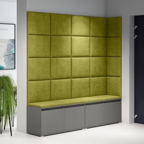 Eka Předsíňová stěna s čalouněnými panely Trinity 3 - Grafit / Olivová 2312