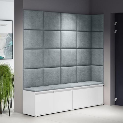 Eka Předsíňová stěna s čalouněnými panely Trinity 3 - Bílá / Šedá 2314