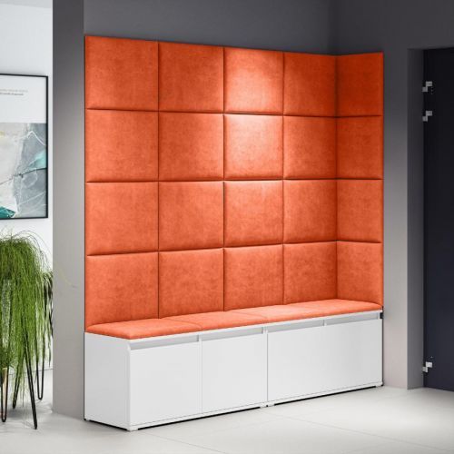 Eka Předsíňová stěna s čalouněnými panely Trinity 3 - Bílá / Oranžová 2317