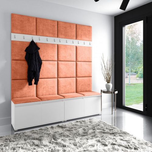 Eka Předsíňová stěna s čalouněnými panely Trinity 4 - Bílá / Oranžová 2317
