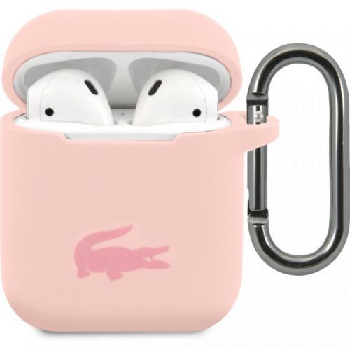 Lacoste Liquid Silicone Glossy Printing Logo Pouzdro pro Airpods 1/2 Pink