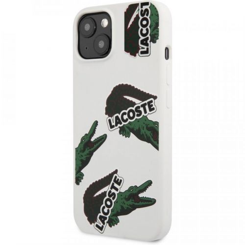 Lacoste Liquid Silicone Allover Pattern Kryt pro iPhone 13 White