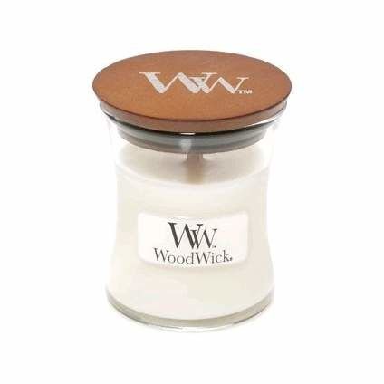 Vonná svíčka Woodwick White Teak 85g