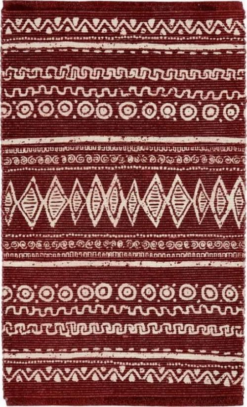 Červeno-bílý bavlněný koberec Webtappeti Ethnic, 55 x 180 cm