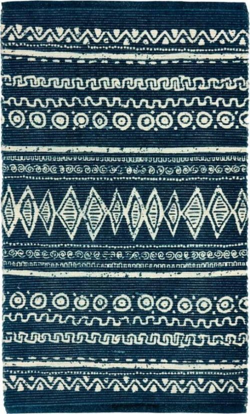 Modro-bílý bavlněný koberec Webtappeti Ethnic, 55 x 110 cm