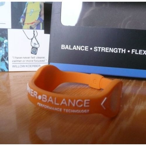 Balanční náramek s hologramem Power Balance - oranžový-bílý, XL