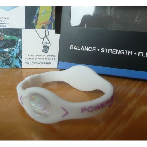 Balanční náramek s hologramem Power Balance - bílý-fialový, XL