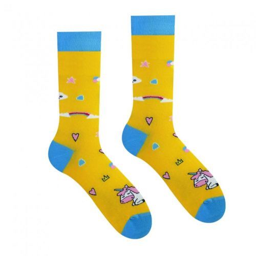 Ponožky Hesty Jednorožec - žluté-modré, 39-42