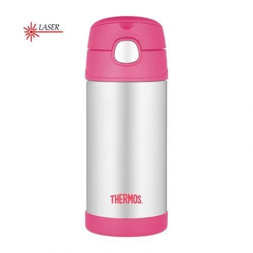 Dětská termoska s brčkem Thermos FUNtainer - stříbrná-růžová