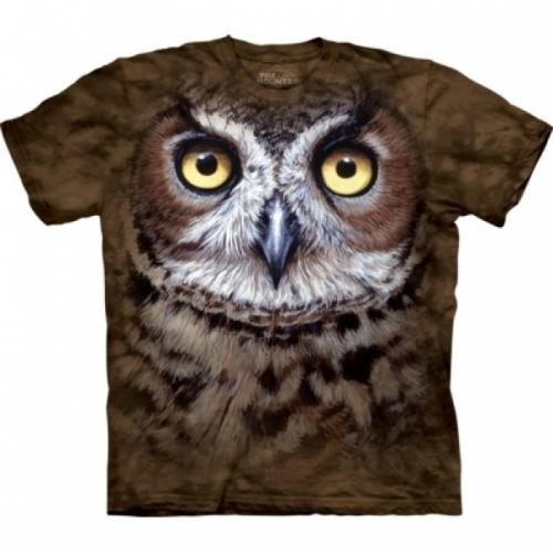 Tričko unisex The Mountain Great Horned Owl Head - hnědé, 3XL