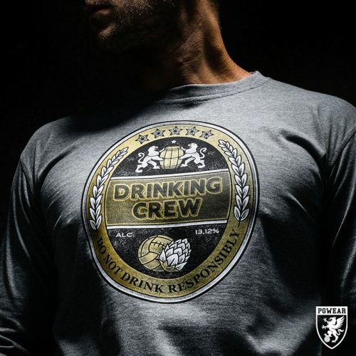 Triko s dlouhým rukávem PGwear Drinking Crew - šedé, XXL