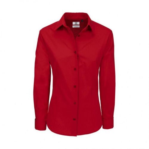 Košile dámská B&C Heritage s dlouhým rukávem - červená, XXL