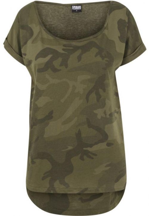Tričko dámské Urban Classics Camo Back Shaped - woodland, XS