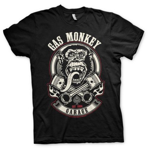Triko Gas Monkey Garage Pistons & Flames - černé, XL