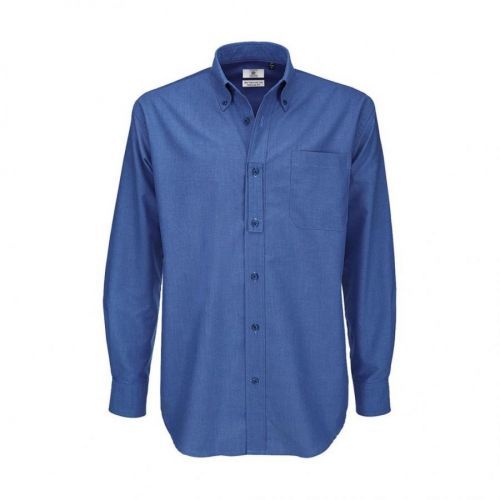 Košile pánská B&C Oxford s dlouhým rukávem - modrá, 3XL