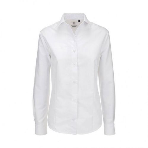 Košile dámská B&C Oxford s dlouhým rukávem - bílá, 5XL