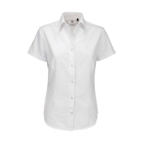 Košile dámská B&C Oxford s krátkým rukávem - bílá, XL