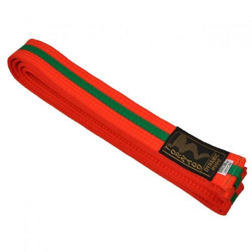 Kimono pásek Tornado Dynamic Budo 4cm - oranžový-zelený, 260 cm
