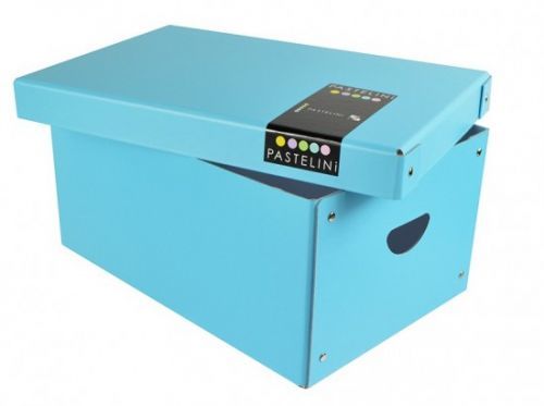 Krabice lamino - velká - Karton P+P - 35,5 x 24 x 16 cm - Pastelini - modrá - 7-00921