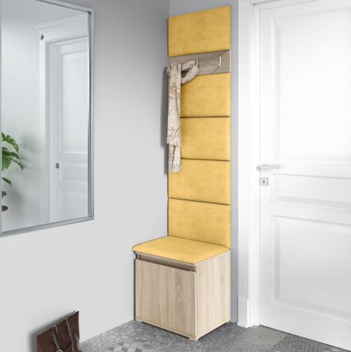 Eka Předsíňová stěna s čalouněnými panely Trinity 7 - Sonoma / Žlutá 2318