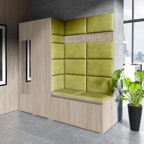 Eka Předsíňová stěna s čalouněnými panely Trinity 8 - Sonoma / Olivová 2312
