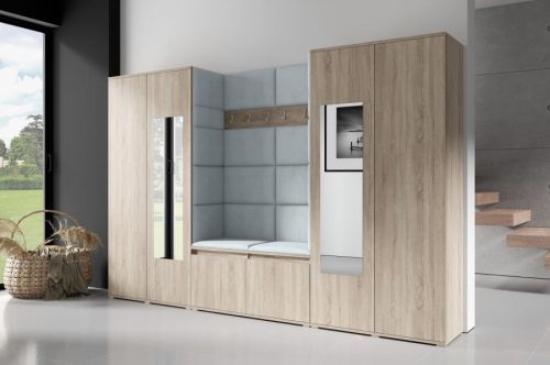 Eka Předsíňová stěna s čalouněnými panely Trinity 10 - Sonoma / Šedá 2314