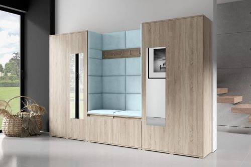Eka Předsíňová stěna s čalouněnými panely Trinity 10 - Sonoma / Světlá modrá 2322