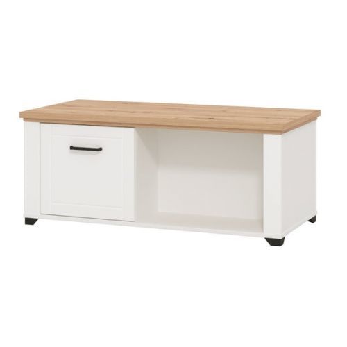 Konferenční stolek Azur (2x dvířka, bílá, dub artisan)