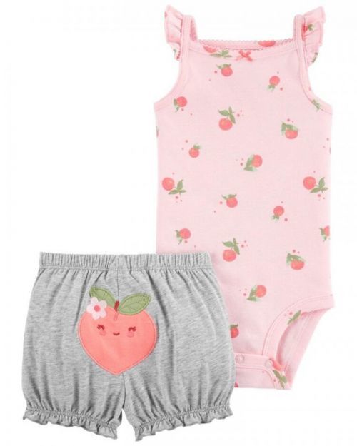 CARTER'S Set 2dílný body na ramínka, kraťasy Pink Peach holka 24m