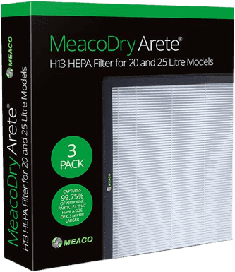 Meaco HEPA H13 filtr pro odvlhčovače Meaco Dry Arete 20L a 25L, 3 ks