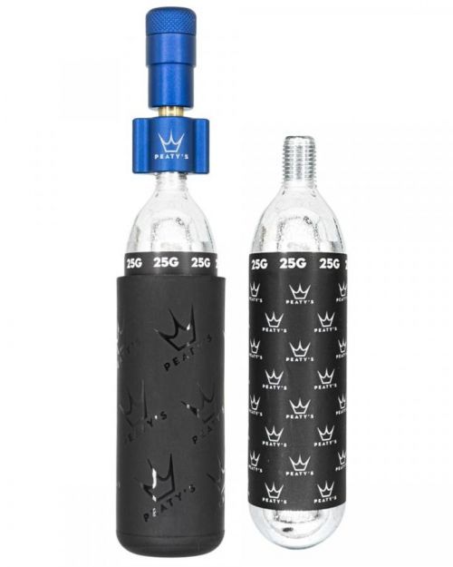 Peatys sada Co2 a hlavice Holeshot Co2 Tyre Inflator Mtb 25G modrá