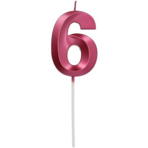 Svíčka Glamour číslo 6 Bordo Metallic